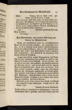 29-37, Das Endoßement der Wechselbriefe; Von der Acceptation der Wechselbriefe; Von der Verfallzeit der Wechselbriefe; Von den Respecttagen der Wechselbriefe