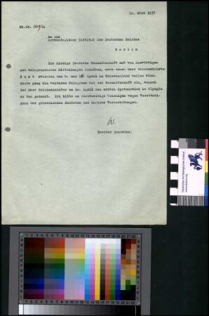 Korrespondenz Olympia: Korrespondenz 1937