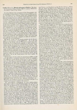 589-591 [Rezension] Goulder, Michael D., Midrash and lection in Matthew