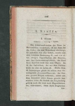 I. Stuffe. I. - III. Sinn