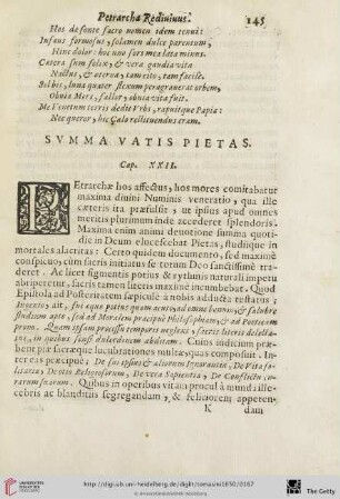 Cap. XXII: Summa vatis pietas