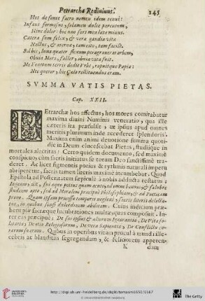 Cap. XXII: Summa vatis pietas