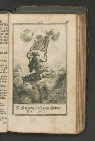 Moses bekomt die zehn Gebote.