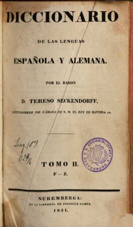 Diccionario de las lenguas española y alemana, 2. F - Z