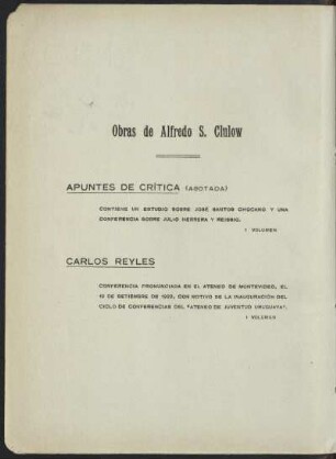 Obras de Alfredo S. Clulow