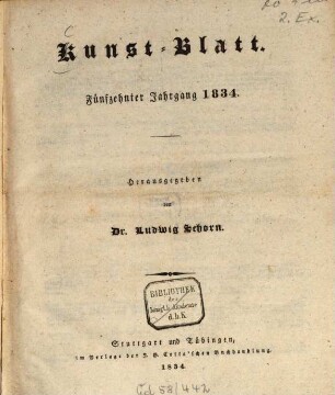 Morgenblatt für gebildete Stände. Kunst-Blatt. 15. 1834