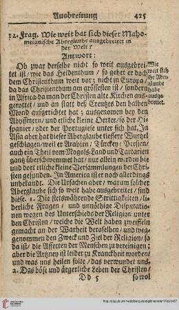 12. Frag: Wie weit hat sich dieser Mahometanische Aberglaube ausgebreitet in der Welt