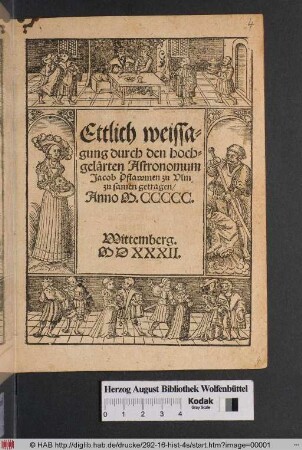 Ettlich Weissagung durch den hochgelarten Astronomum Jacob Pflawmen zu Vlm zu samen getragen Anno M. CCCCC.