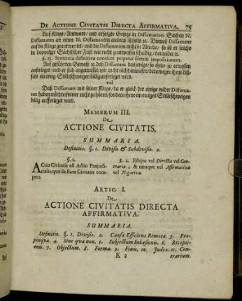 Membrum III. De Actione Civitatis.