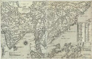 Il Disegno Della Terza Parte Dell' Asia All' ill.mo Sig.r il S.r Marcho Fucharo Barone Di Kirchberg c' d' Waissenhoren: Giacomo di Castaldi Piamo[n]tese Cosmographo in venetia : Con gratia et priuilegio del sumo pontifice papa pio IIII per Anni.x. E Del' Serenissimo Senato di Venetia p[er] Anni.xv.