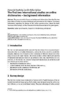 The first two international studies on online dictionaries - background information