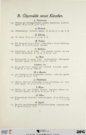 B. Ölgemälde neuer Künstler (Nr. 134-208)