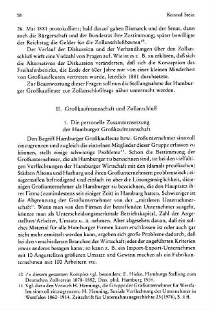II. Großkaufmannschaft und Zollanschluß