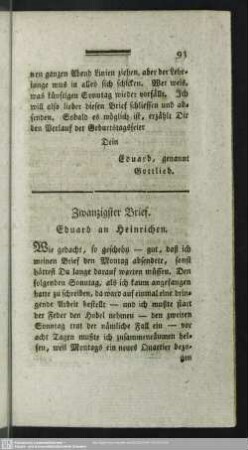 Zwanzigster Brief. Eduard an Heinrichen