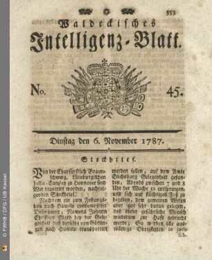 No. 45. Dinstag den 6. November 1787