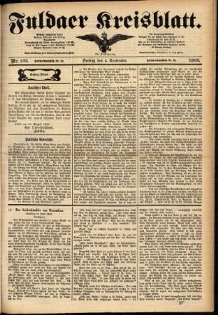 Erste Ausgabe vom Freitag, den 04. September 1903.