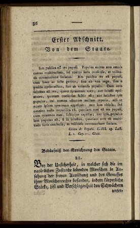 § 21 Bedürfniß der Errichtung des Staates.