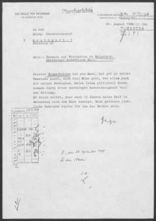 Reinsberg mit Wolpertshausen, Hohenberg, Hopfach, Unterscheffach und Cröffelbach: Visitationsbericht mit Pfarrbericht 1964