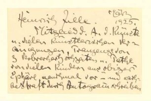 Eigenhändiger Brief inkl. Briefumschlag Heinrich Zilles an Heinz Breslaer