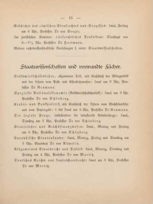 15-17, Staatswissenschaften und verwandte Fächer