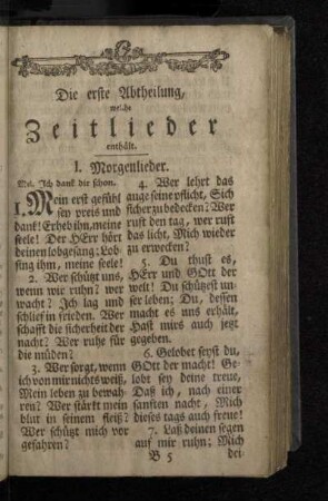 Die erste Abtheilung, welche Zeitlieder enthält.