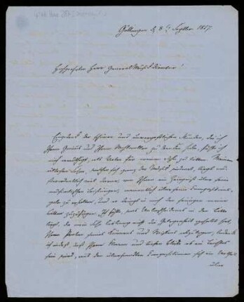 Brief von Ferdinand Oesterley an Louis Spohr
