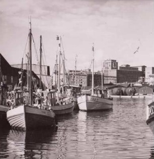 Wismar. Fischerkutter im Hafen, um 1960