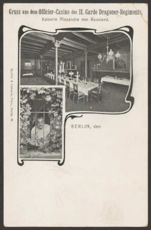 Ansichtskarte "Gruss aus dem Officier-Casino des II. Garde Dragoner-Regiments"