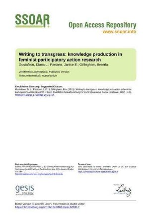 Writing to transgress: knowledge production in feminist participatory action research