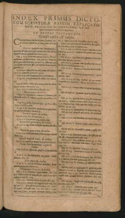 Index Primus Dictorum Scripturae Passim Explicatorum, Passim Sic Allegatorum, Ut Ex ipsa citatione dicti sensus appareat.