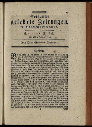 Drittes Stück, den 18ten Januar 1794.