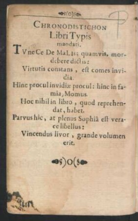 Chronodistichon Libri Typis maodati.