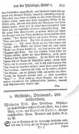 Wilhelm Tell. Eine Vorlesung.
