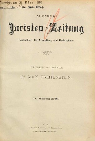 Allgemeine Juristen-Zeitung. 11. 1888