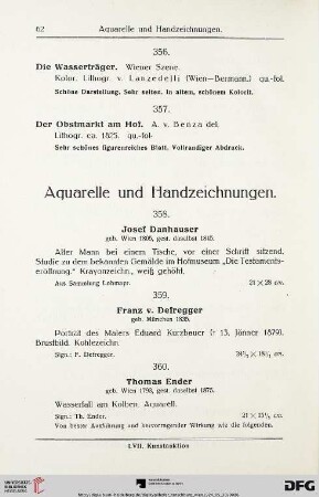 Aquarelle und Handzeichnungen (Nr. 358-376)