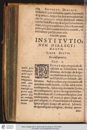Intitvtio, Nvm Dialecticarvm, Liber Sextvs. De consequentia.
