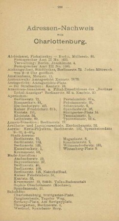 Adressen-Nachweis von Charlottenburg