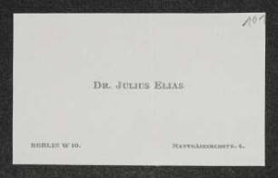 Brief von Julius Elias an Gerhart Hauptmann