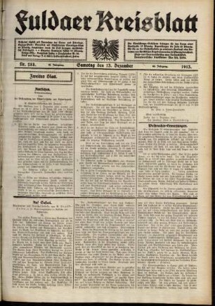 Zweite Ausgabe vom Samstag, den 13. Dezember 1913.
