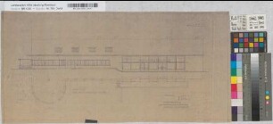 Wiederaufbau des Empfangsgebäudes [Bahnhof] Essen-Stadtwald, Blatt 4: Ansicht vom Bahnhofsvorplatz, M. 1:100
