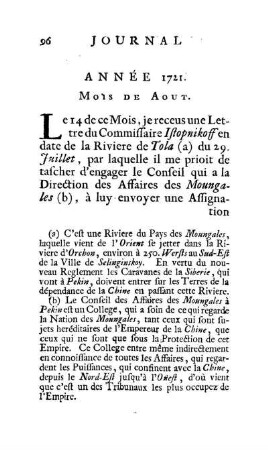 Année 1721. Mois de Aout