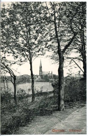 Chemnitz. Schlossteich mit Schlosskirche