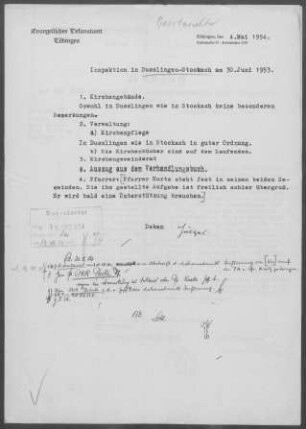 Dußlingen-Stockach: Inspektionsbericht 1953