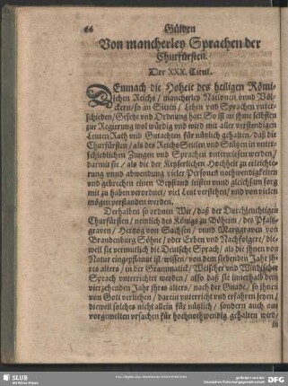Von mancherley Sprachen der Churfürsten