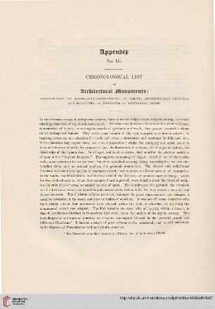 Appendix No. III: Chronological list of architectural monuments [...]