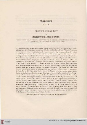 Appendix No. III: Chronological list of architectural monuments [...]