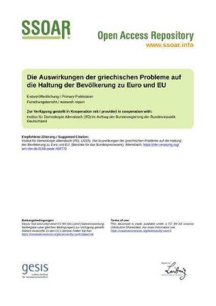 Die Auswirkungen der griechischen Probleme auf die Haltung der Bevölkerung zu Euro und EU