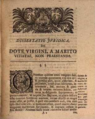 Diss. iur. de dote virgini, a marito vitiatae, non praestanda