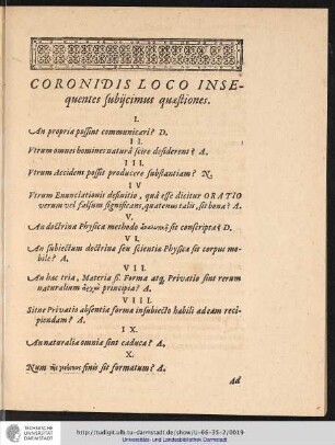 Coronidis Loco Insequente Subycimus quæstiones.