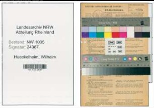 Entnazifizierung Wilhelm Hueckelheim , geb. 20.12.1899 (Bergbauangestellter)